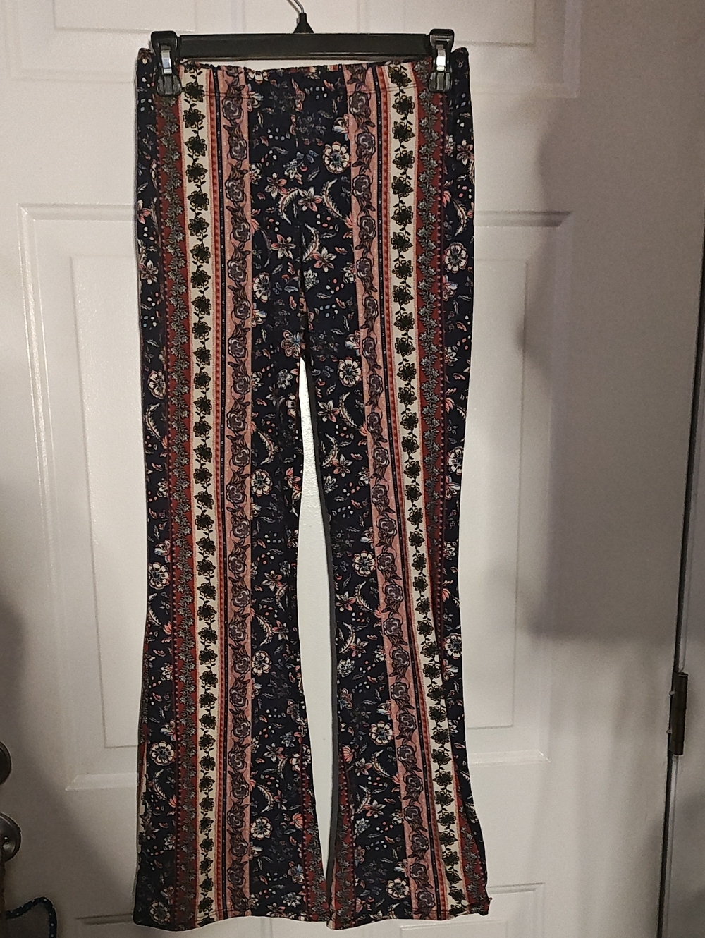 Women's Navy Floral Striped Palazzo Pants
